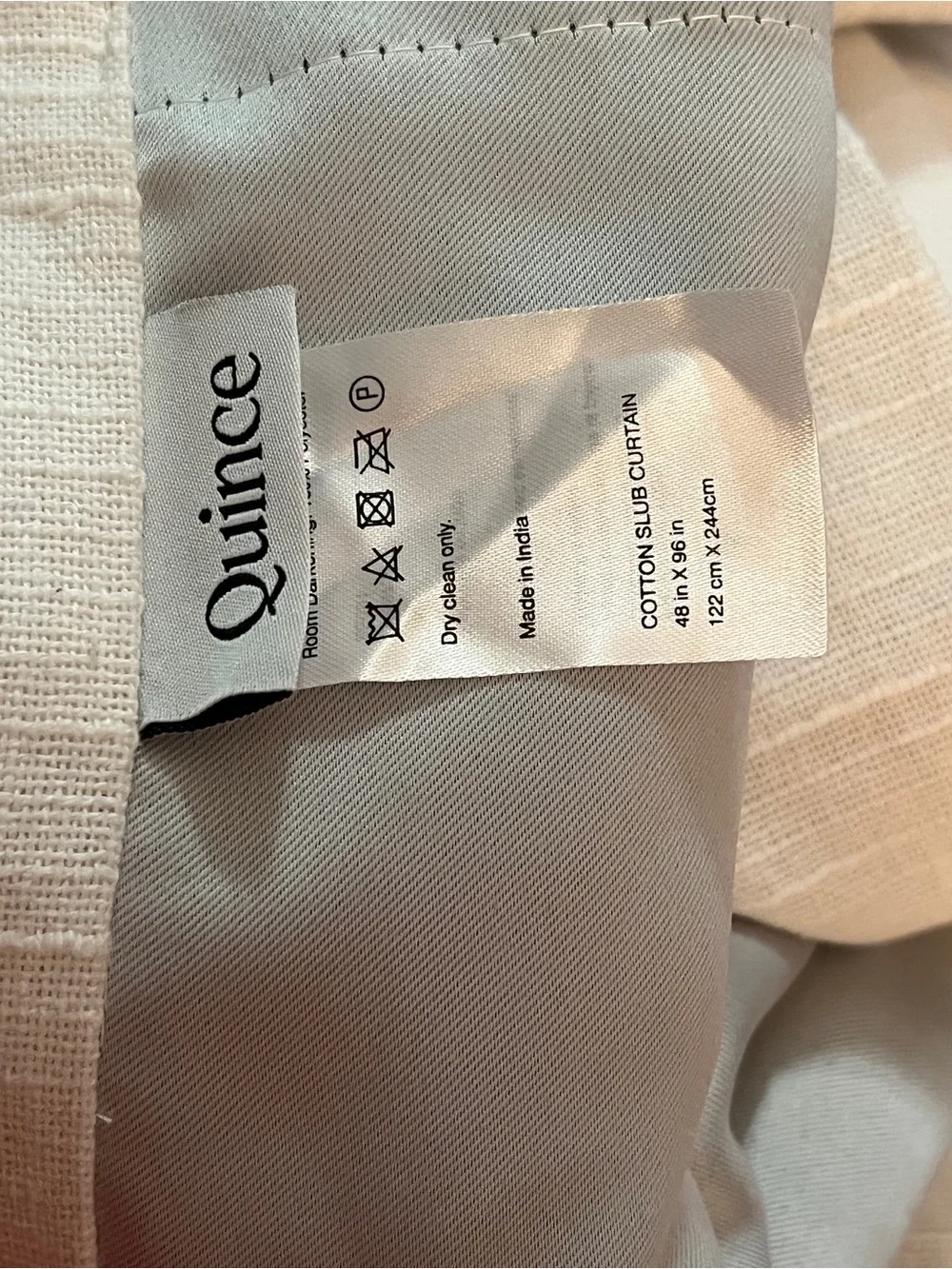 Quince Cotton Slub Texture Room Darkening Curtain Panel in White- 48x96